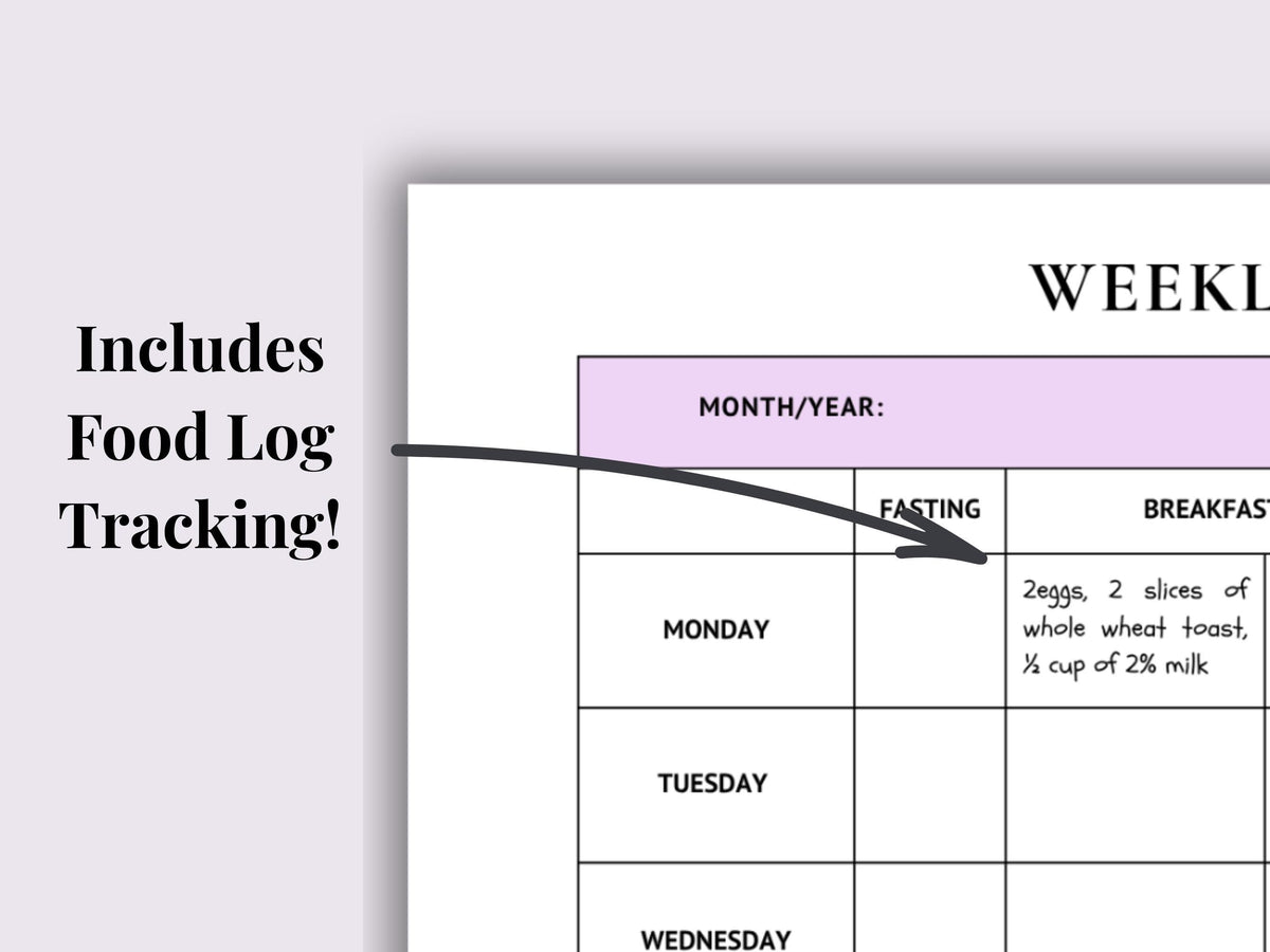 Gestational Diabetes Blood Sugar Log | Weekly Tracker (Printable PDF)