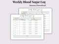 Gestational Diabetes Blood Sugar Log | Weekly Tracker | Editable Printable PDF