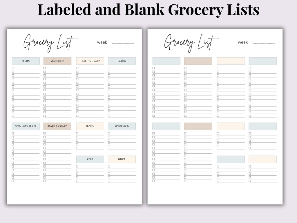Weekly Meal Planner & Grocery List | Instant Download | Printable PDF | Letter Size 8.5 x 11