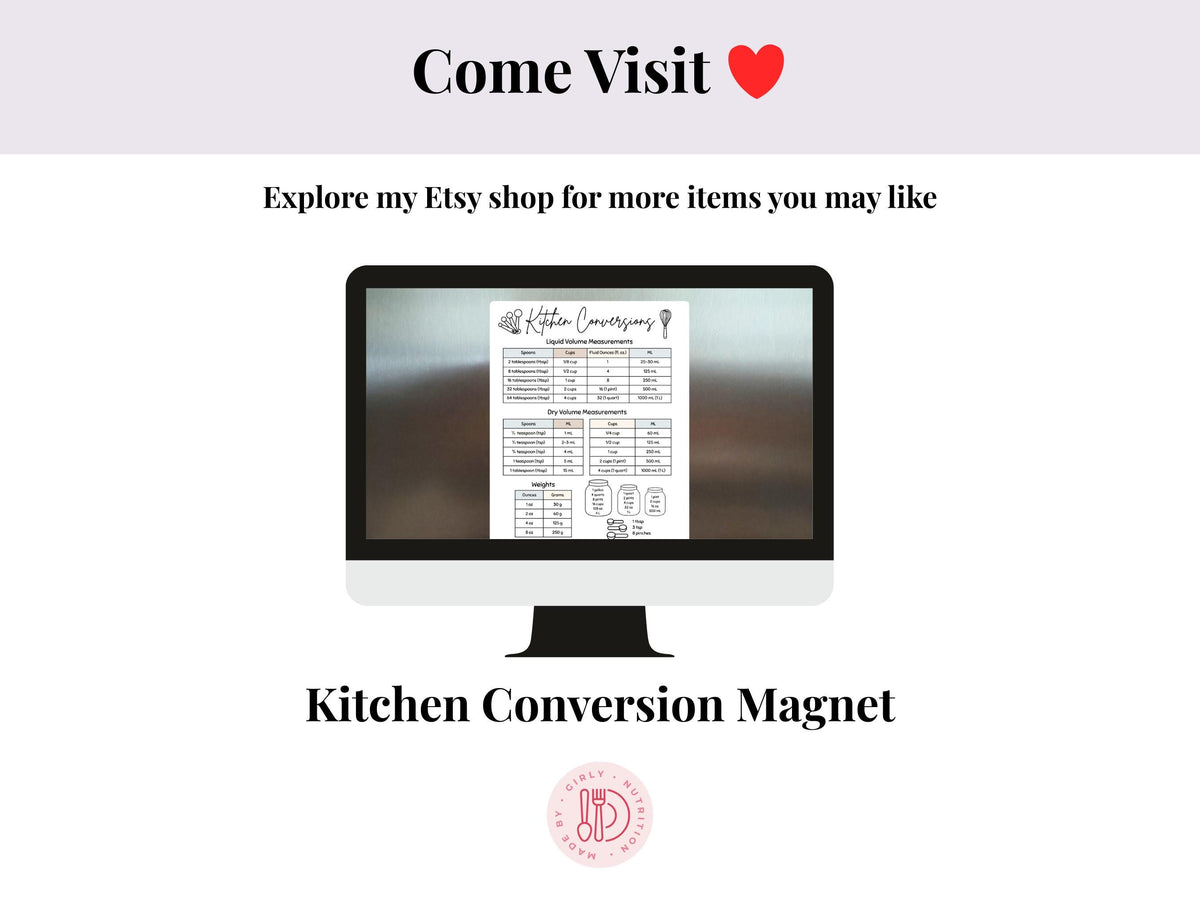 Kitchen Conversion Chart | Printable Measurements Reference PDF