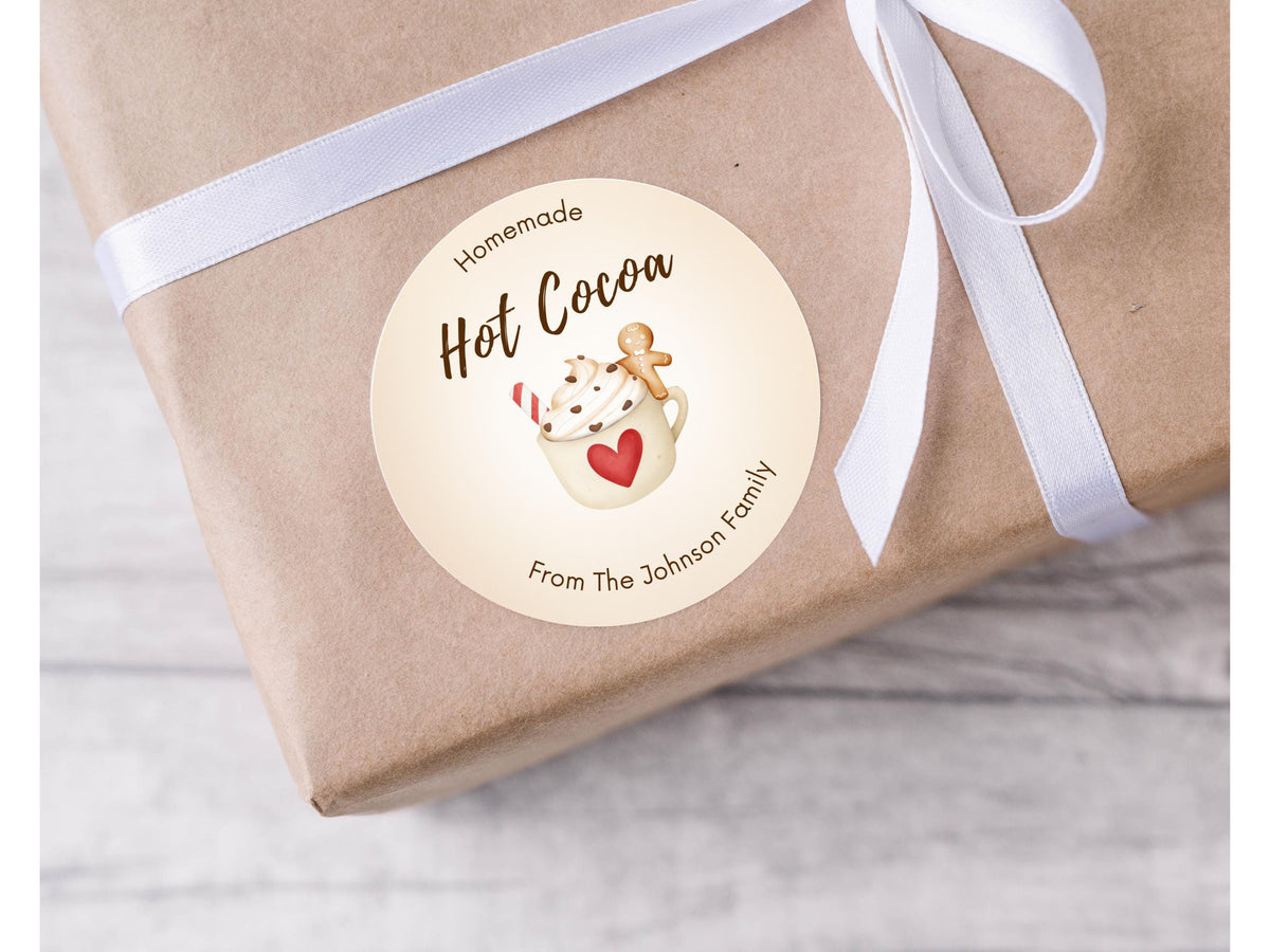 Editable Custom Homemade Hot Cocoa Sticker Template Bundle | Editable with Canva | Digital Download
