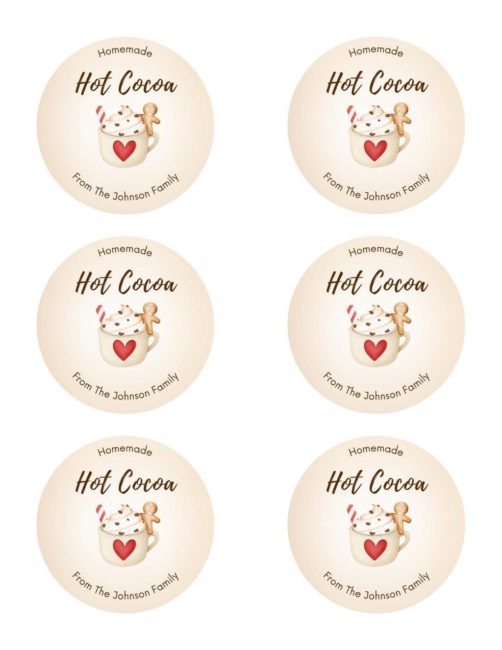 Editable Custom Homemade Hot Cocoa Sticker Template Bundle | Editable with Canva | Digital Download