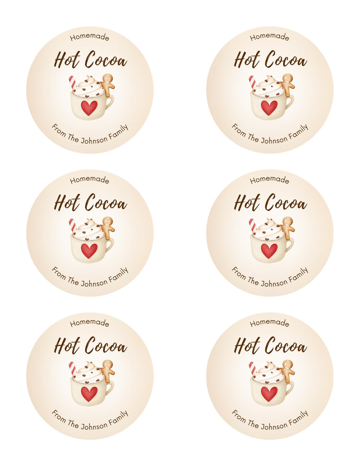 Editable Custom Homemade Hot Cocoa Sticker Template Bundle | Editable with Canva | Digital Download