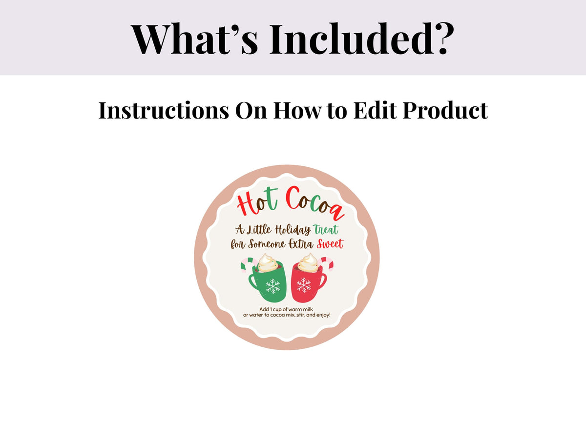 Editable Homemade Hot Cocoa Stickers | Editable in Canva | Digital Download