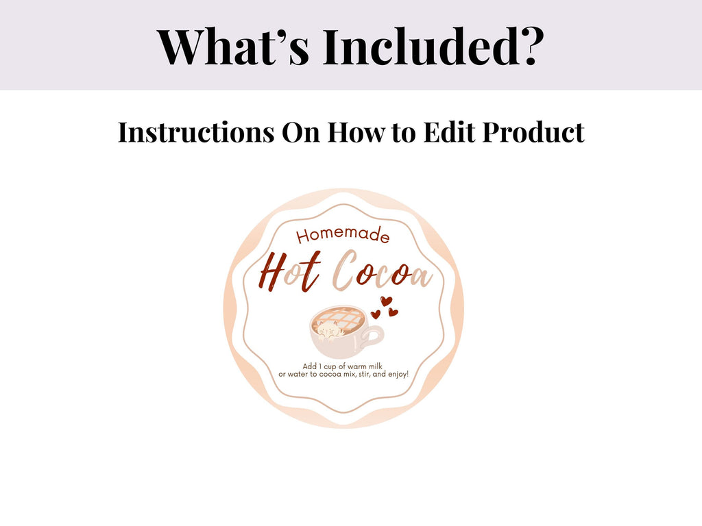 Editable Homemade Hot Cocoa Sticker | Editable in Canva | Digital Download