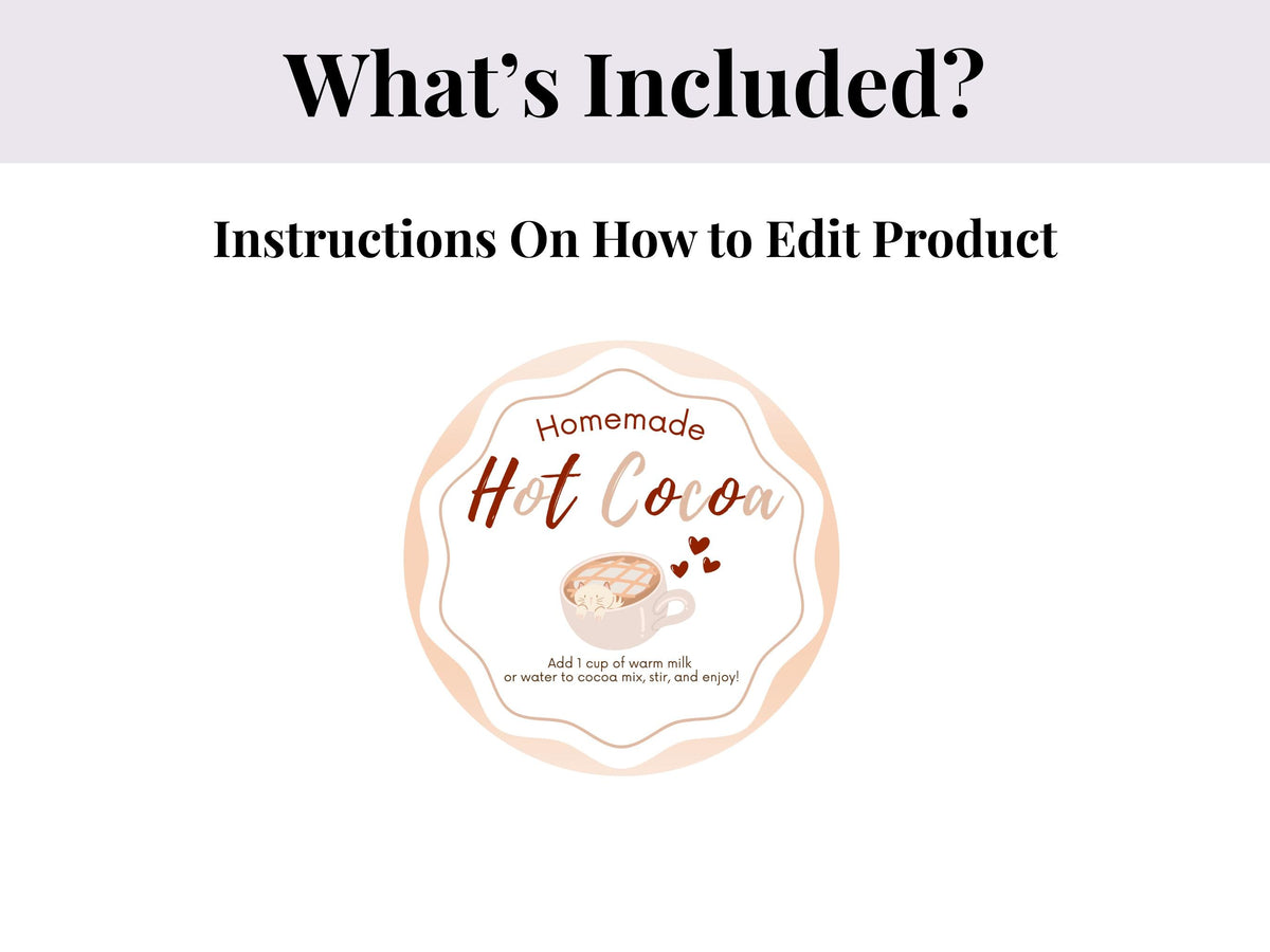 Editable Homemade Hot Cocoa Sticker | Editable in Canva | Digital Download