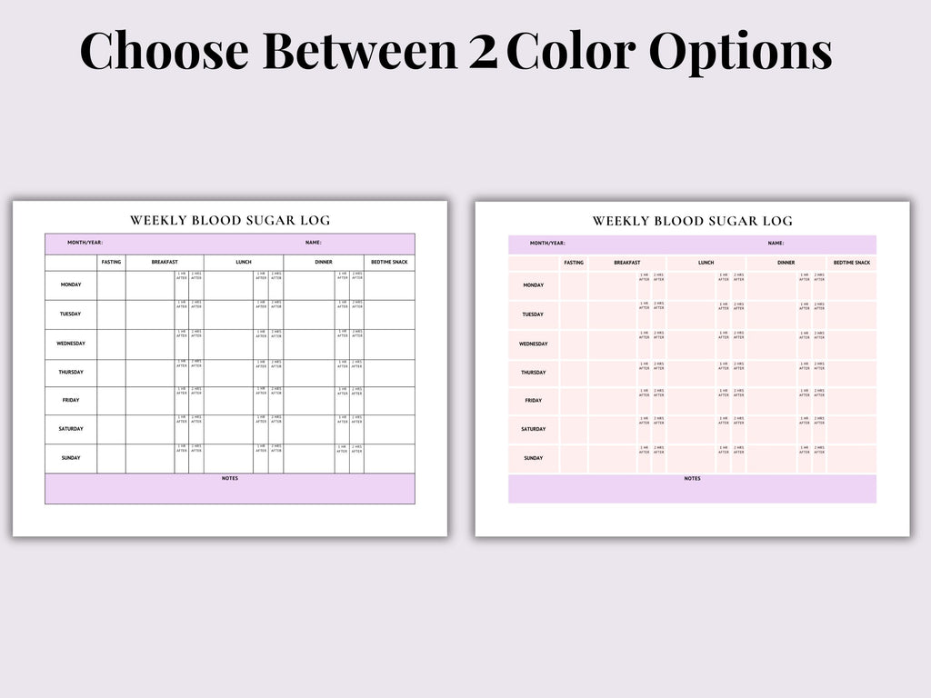 Gestational Diabetes Blood Sugar Log | Weekly Tracker (Printable PDF)
