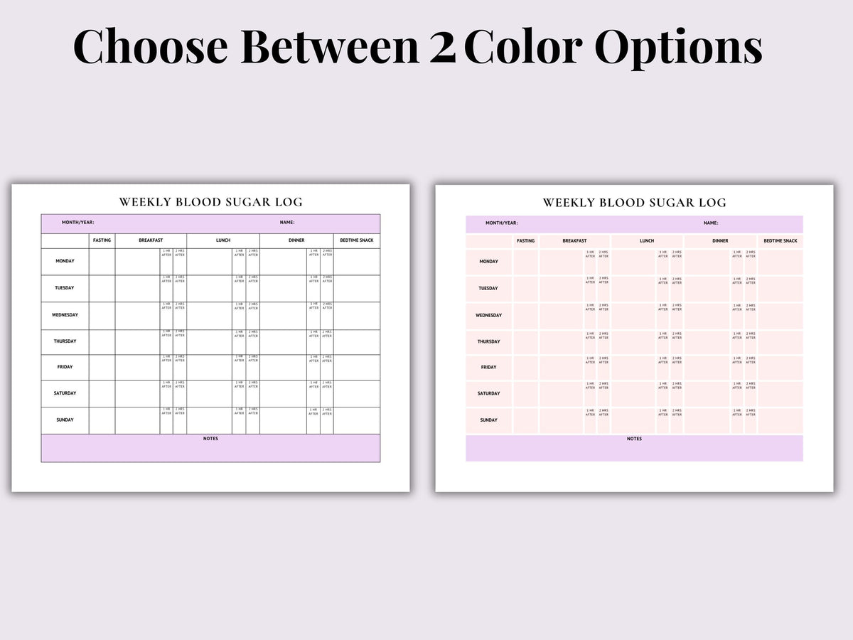 Gestational Diabetes Blood Sugar Log | Weekly Tracker (Printable PDF)