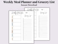 Weekly Meal Planner & Grocery List | Instant Download | Printable PDF | Letter Size 8.5 x 11