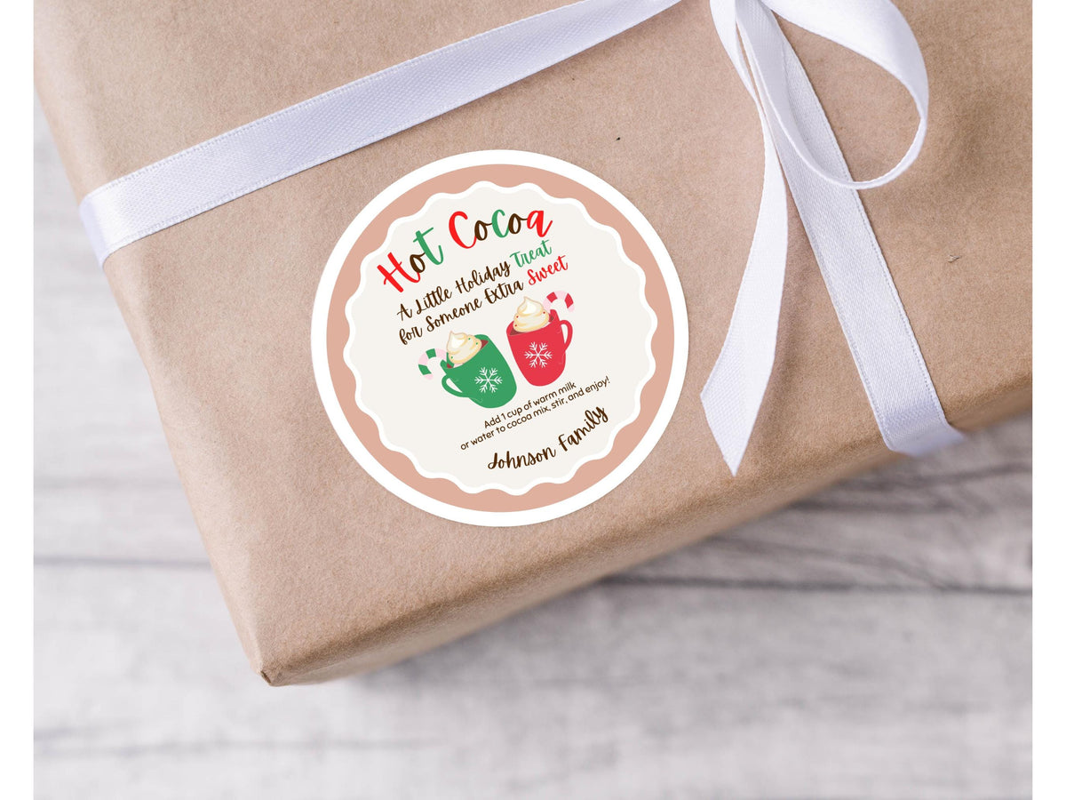 Editable Homemade Hot Cocoa Stickers | Editable in Canva | Digital Download