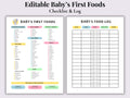 Editable Baby's First Foods Checklist | Edit in Canva | Checklist and Log | Printable PDF